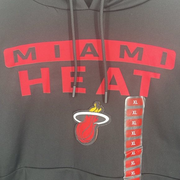 Miami Heat NBA black red hoodie long sleeve kangaroo pocket men’s XL pullover - Picture 6 of 13